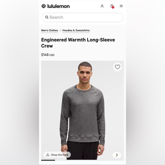 Lululemon Engineered Warmth Long Sleeve Crew Heathered Gray Mens Medium - Picture 11 of 11